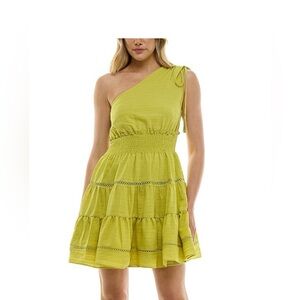 Taylor Lime Green Tiered Mini Dress